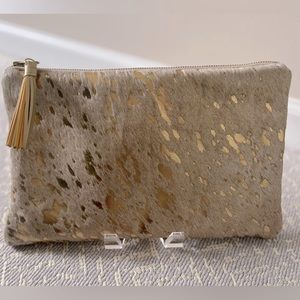 Metallic Cowhide Clutch